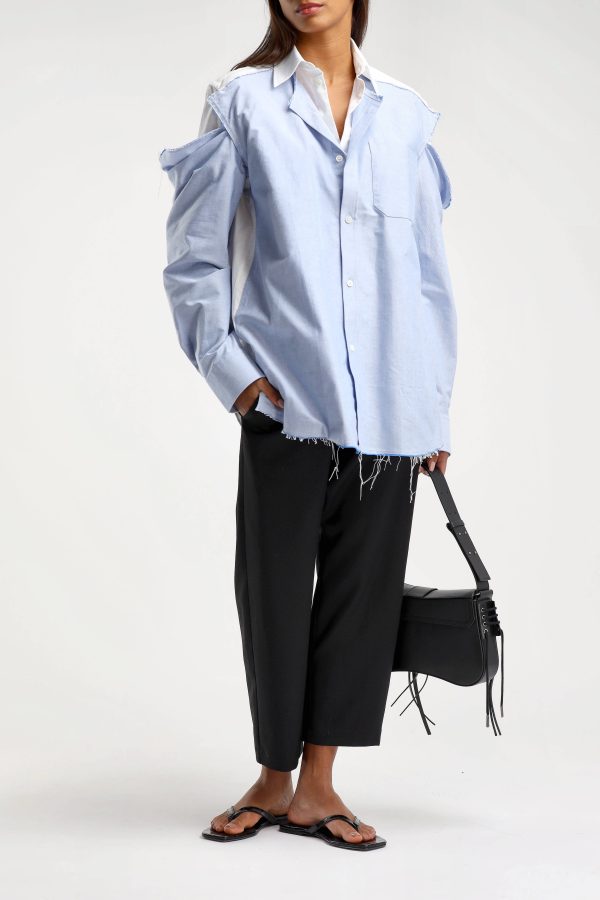 Blouse Double Layer in blue / white